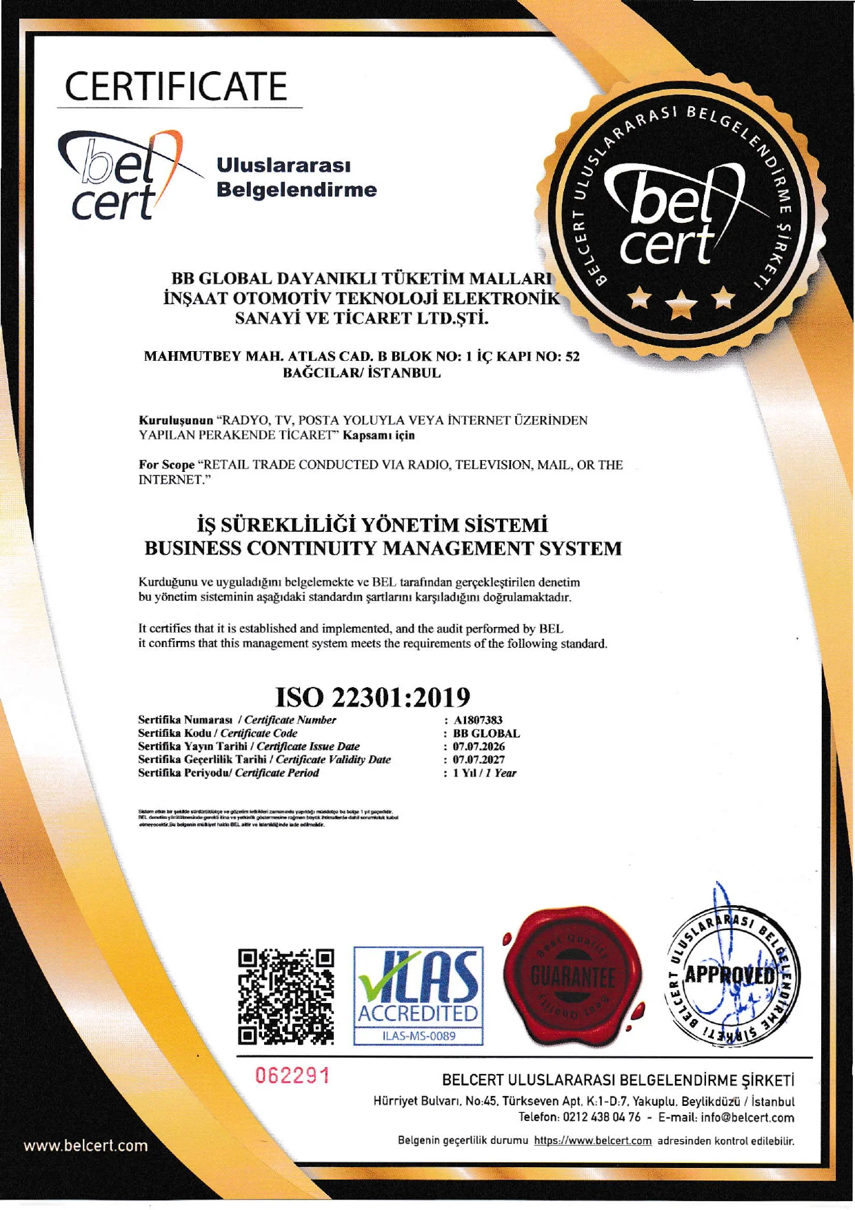 Blackbox.tr Sertifikası 0007