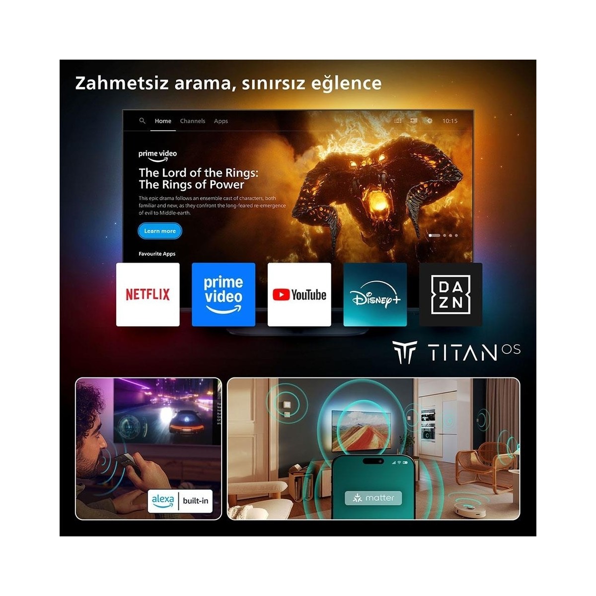 The One 55PUS9000 55" 140 Ekran Uydu Alıcılı 4K Ultra HD Smart Ambilight QLED TV 5