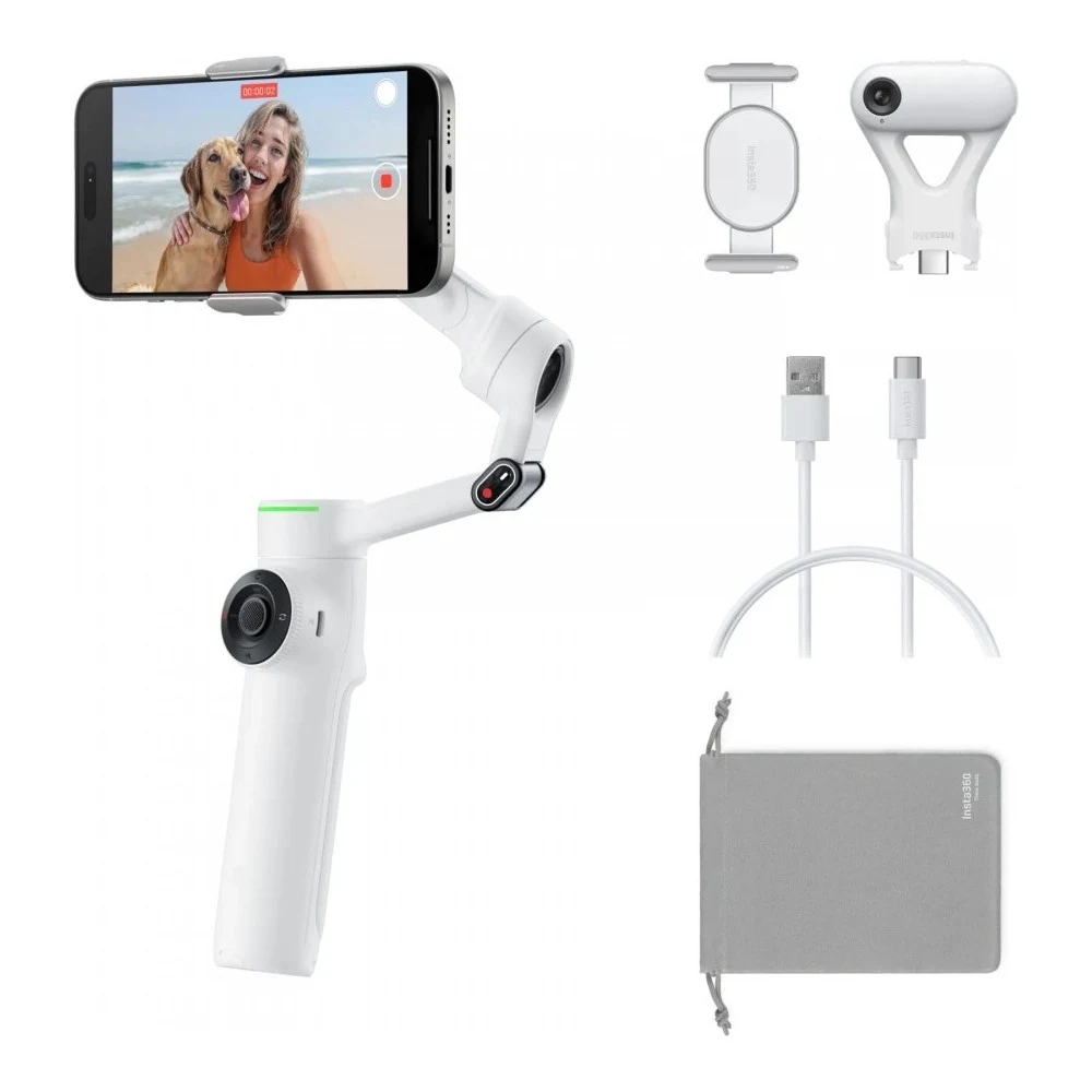 INSTA360 Flow 2 Pro AI Tracker Bundle Beyaz Renk ile Akıllı Takip ve Stabilizasyon