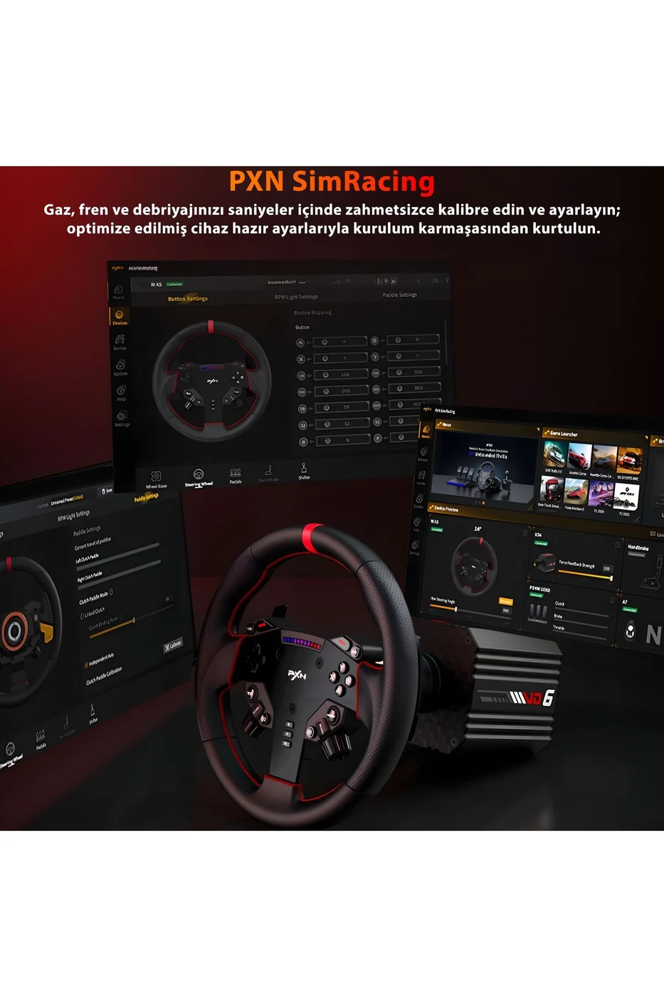 pxn VD6 Direct Drive Yarış Direksiyon Seti Bundle - 6Nm Servo Motor - PC ve L... 5